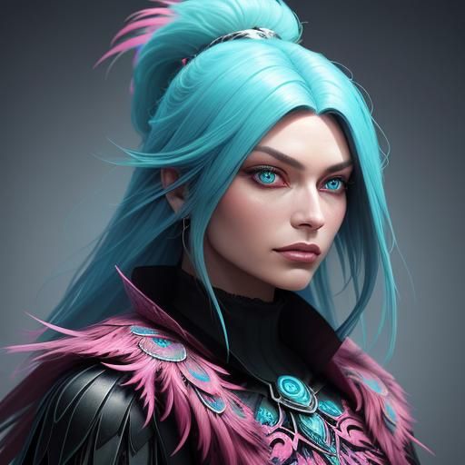 Peacock Feather Woman: Fantasy Art Nouveau Portrait