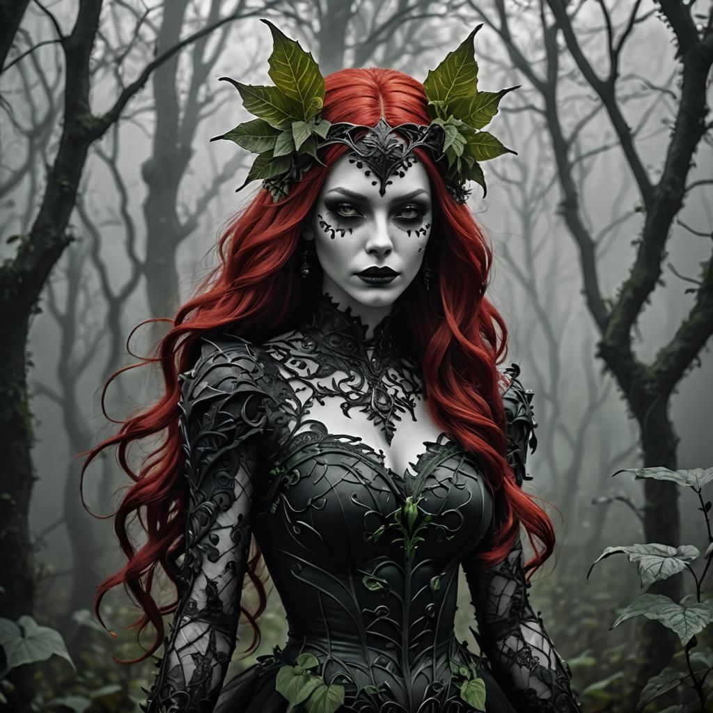 Gothic Beauty in Monochrome, Dark Aesthetic Digital Art