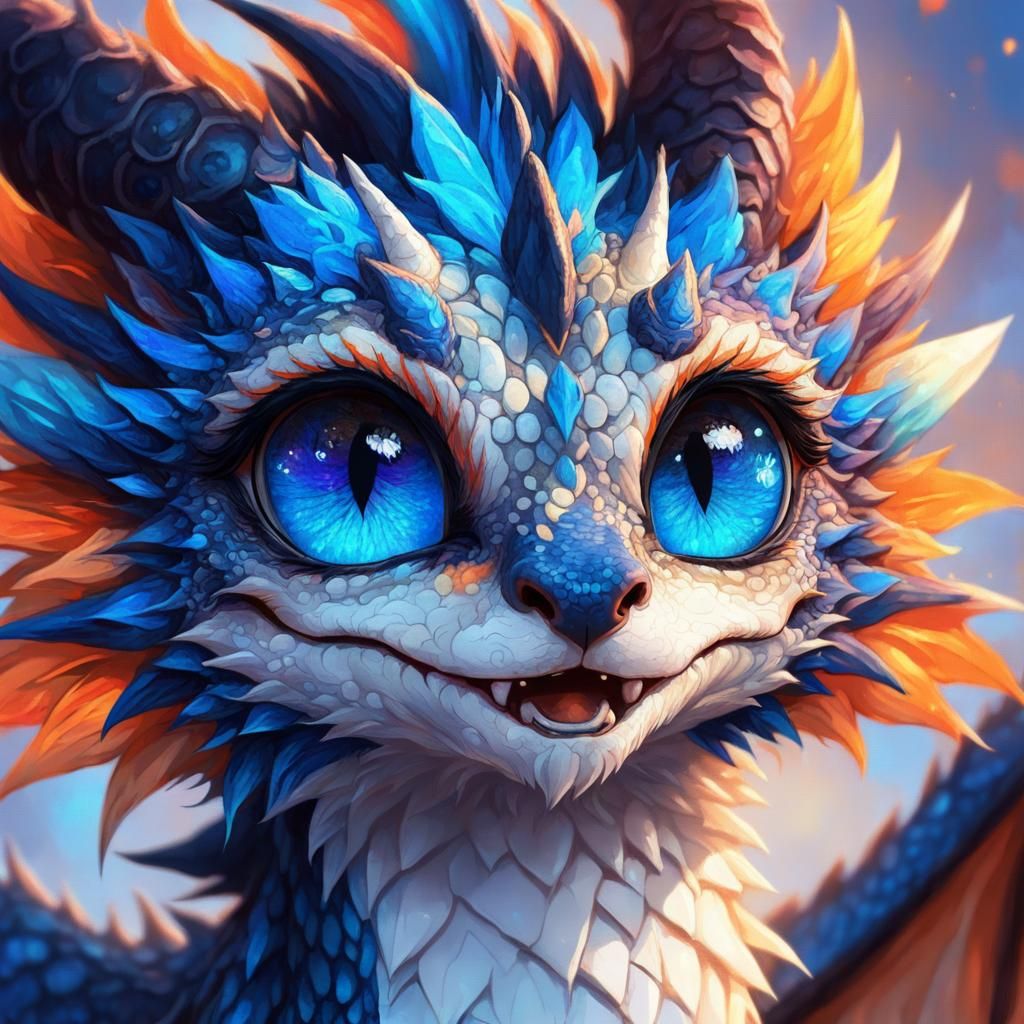 Mythical Dragon Portrait with Ombre Eyes