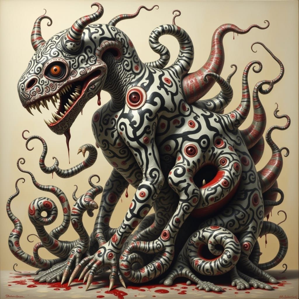 Abstract Zebras and Delicate Monsters in Vibrant Style