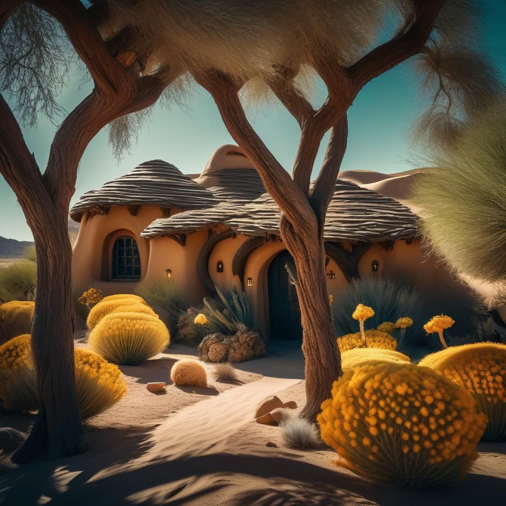 Desert Hobbit Landscape with Fantasy Elements