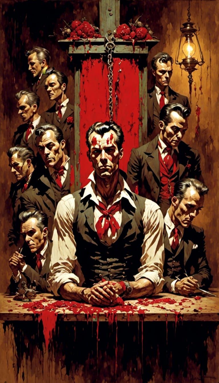 Severed Heads by Guillotine in Retro Rockabilly Style