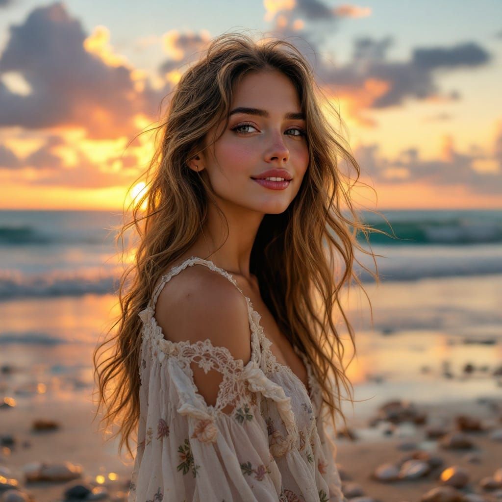 Saintess at Sunset: A Romantic Realism Portrait