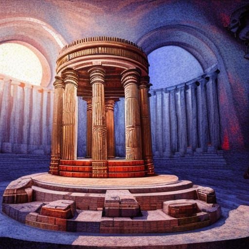 Jeff Bezos Sacrificial Altar in Hyperrealist Pixel Art