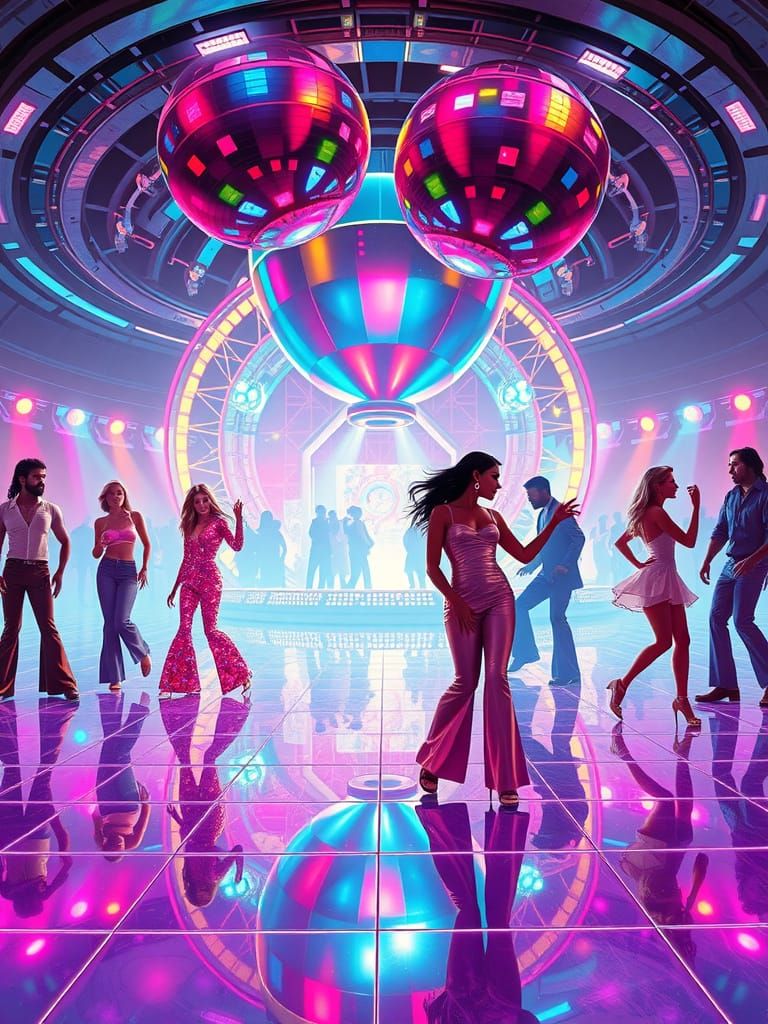 Galactic Disco in Neon Futurism Style