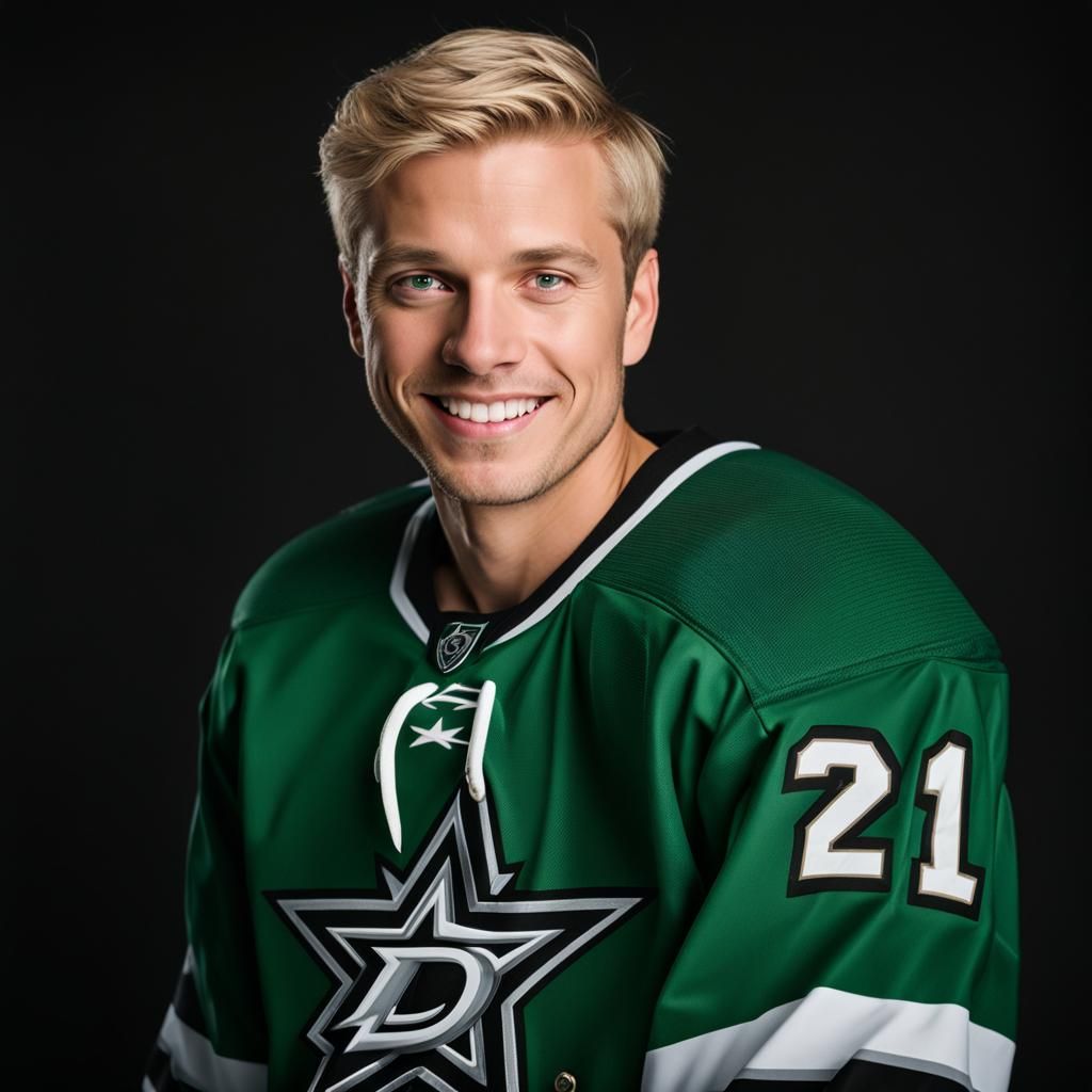 Smiling Man in Hockey Jersey: Professional Portrait