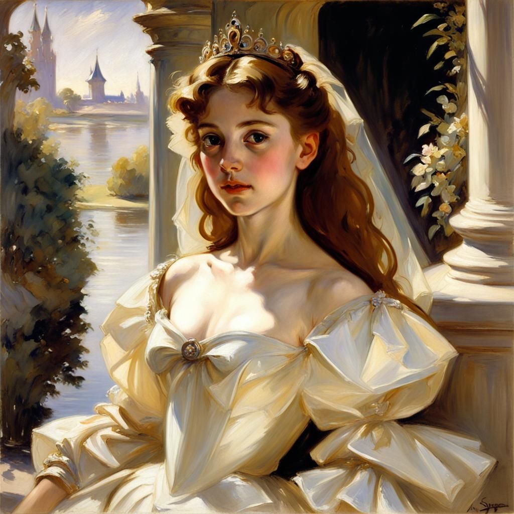 Fairytale Princess Portrait in Oil Paint Style