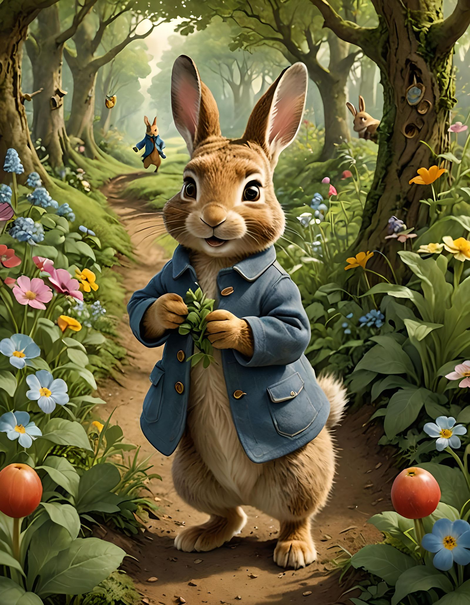 Fantasy Peter Rabbit Illustration in Children's Book Style