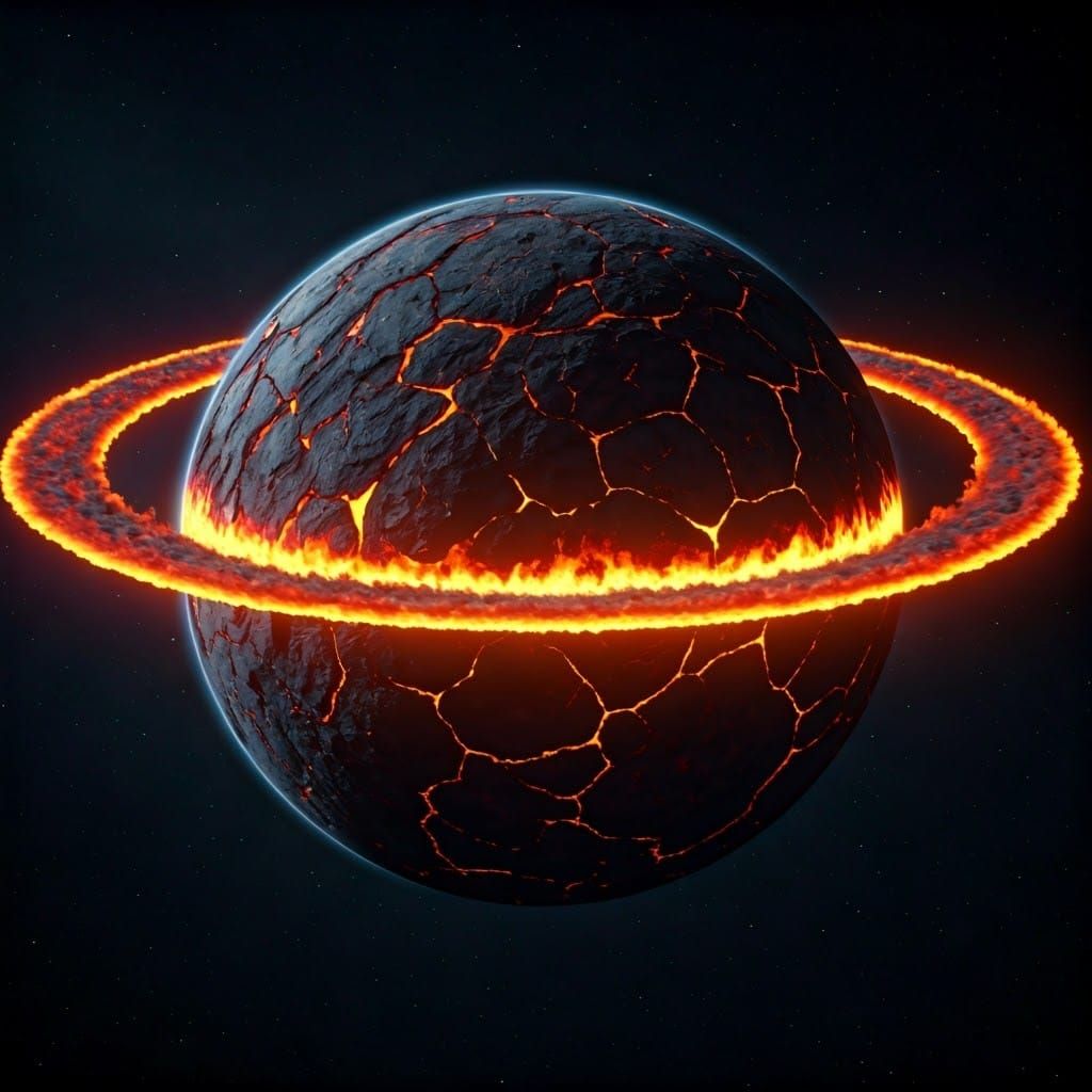 Bisected Magma Planet with Fiery Core and Dust Ring