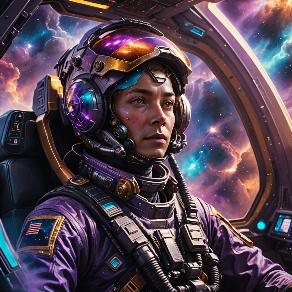 Alien Pilot in Spacecraft: Hyperrealistic Sci-Fi Art