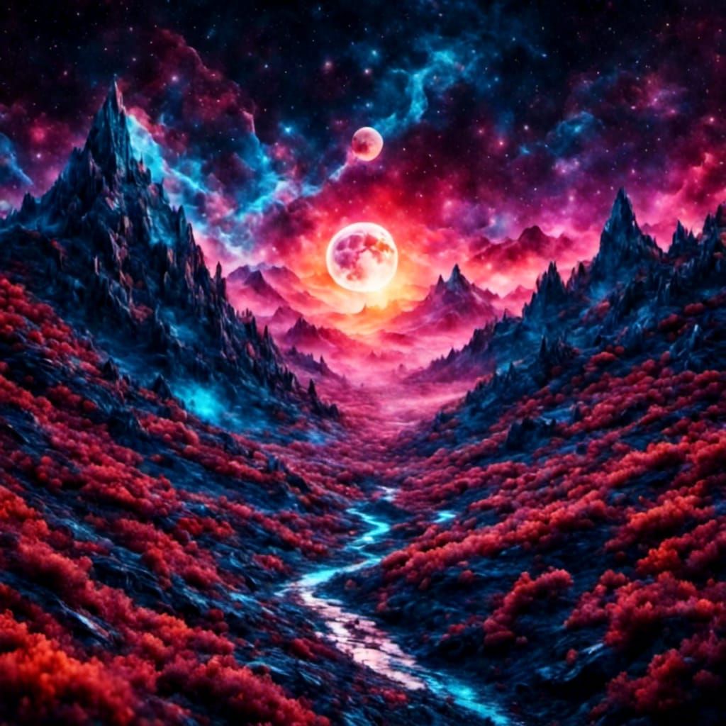 Sunrise Sun and Moon Holographic Astral Illustration