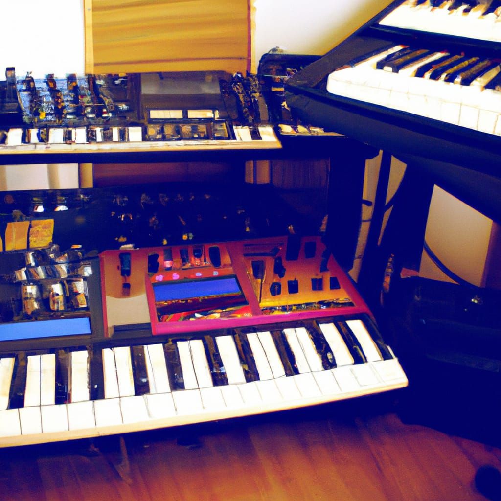 Synthesizer Music Studio Table Ready to Play