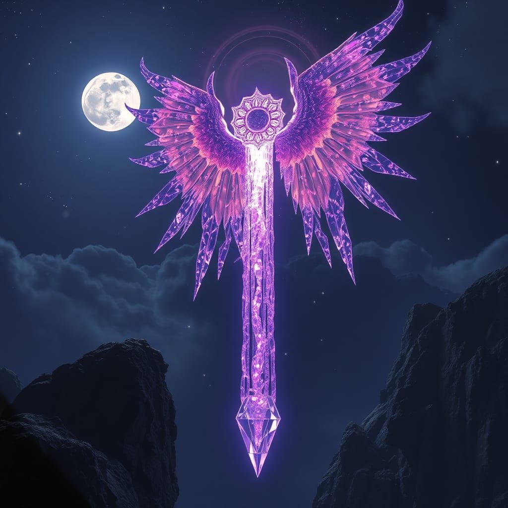 Ethereal Angel in Crystal Sky: Digital Matte Painting