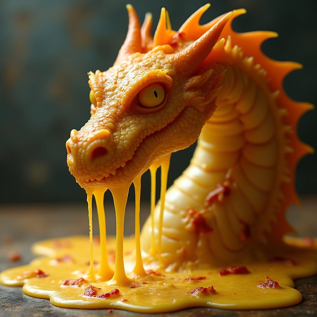 Mozzarella Dragon in Vibrant Surreal Style