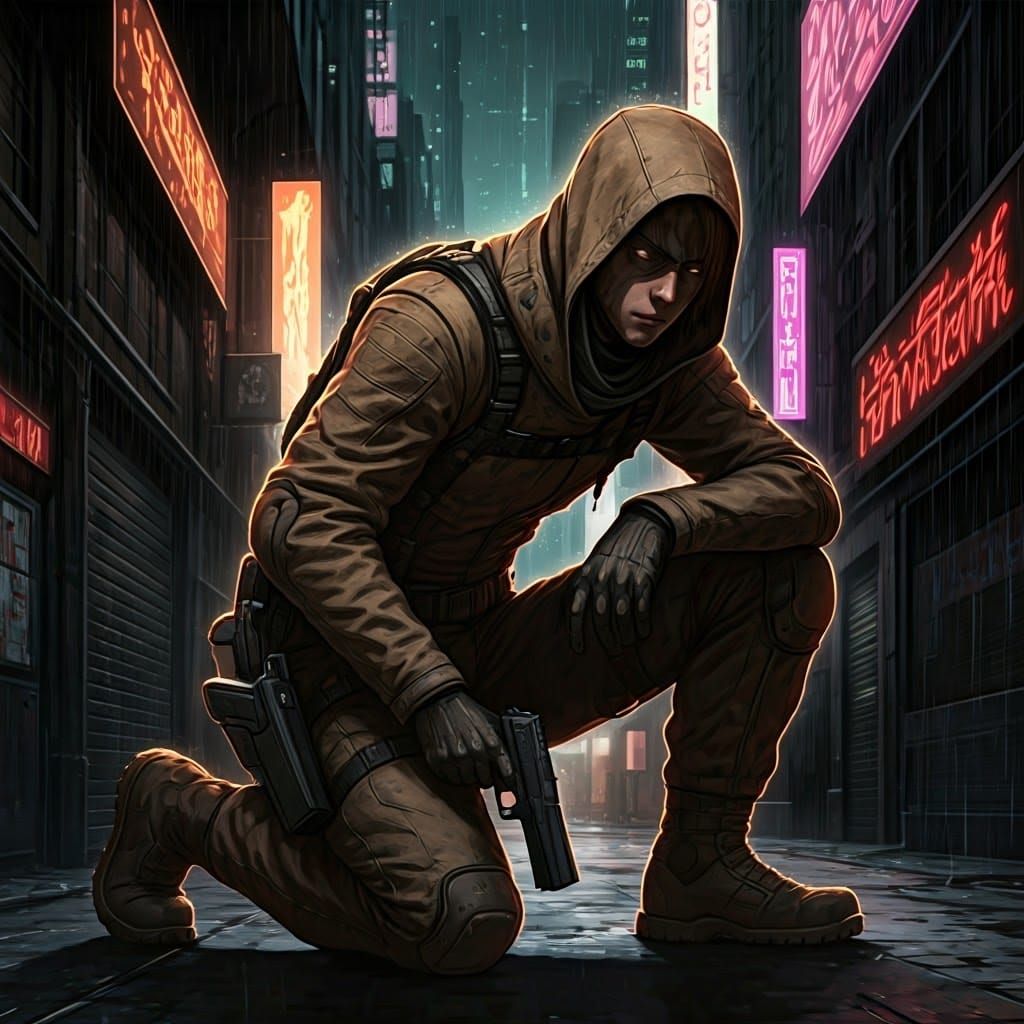 High-Tech Operative in Stealth Suit, Manga Scan Style