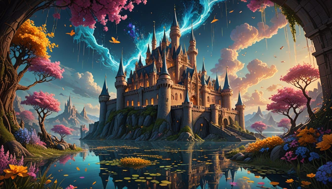 Enchanted City with Bioluminescent Flowers: Concept Art
