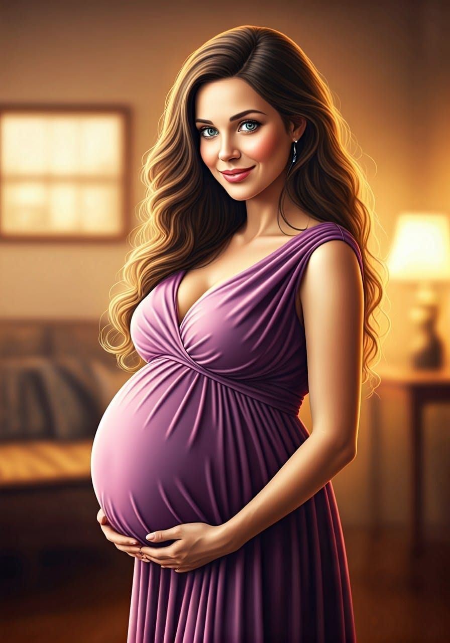 Serene Pregnant Woman in Whimsical Home Setting