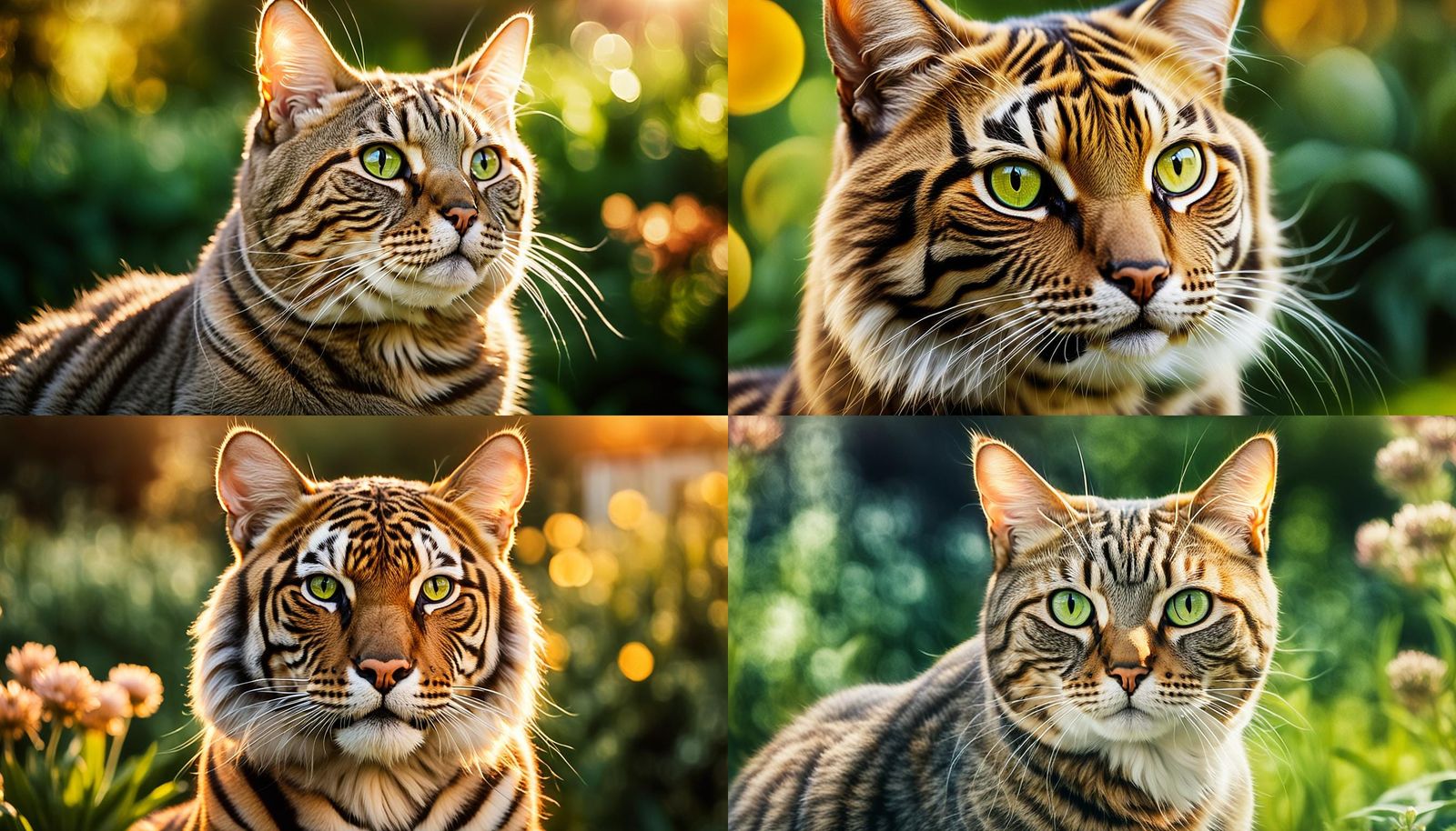 Tabby Cat Portrait in Garden, Professional Photography Style