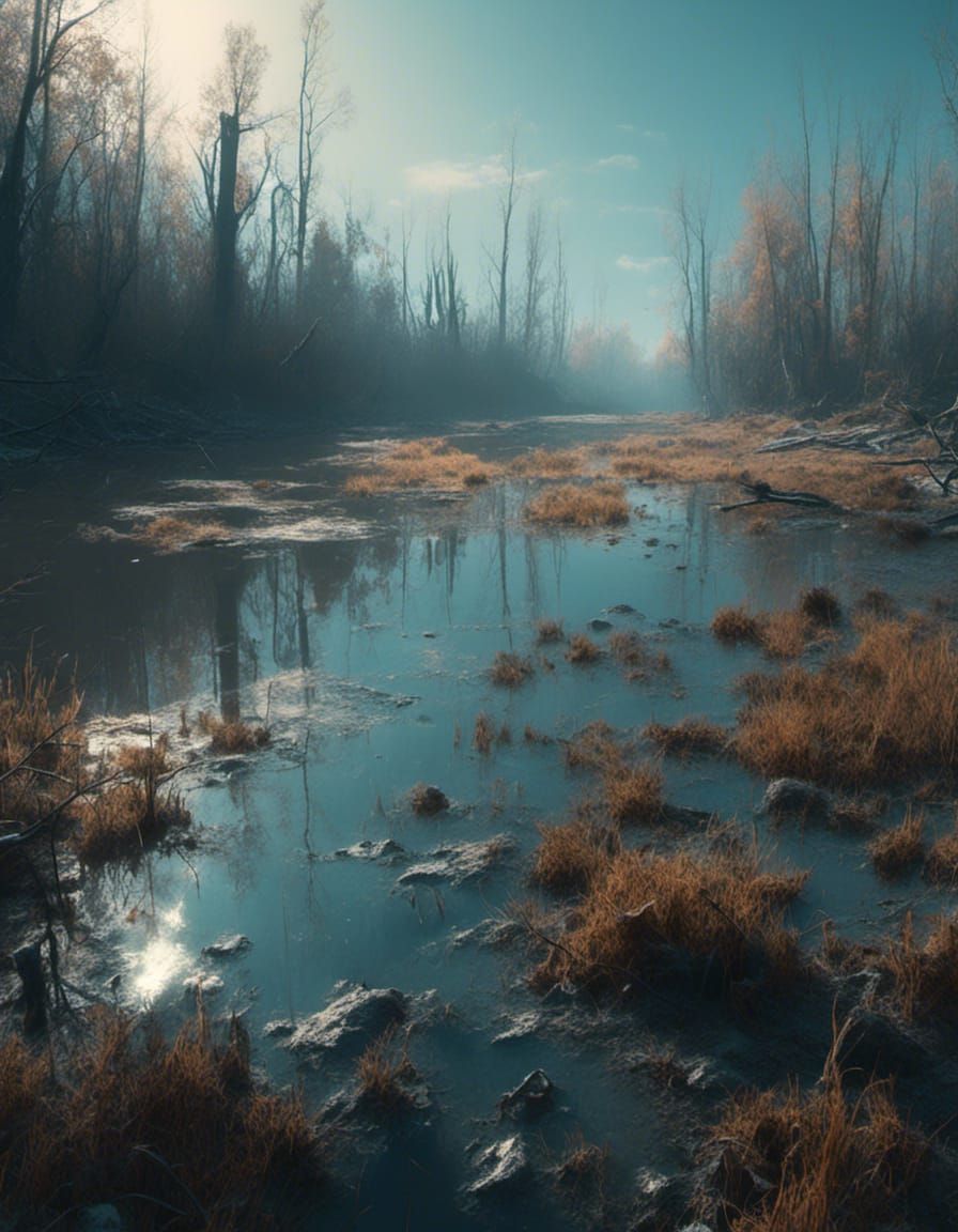 Flooded Plains in Macabre Maximalist Style