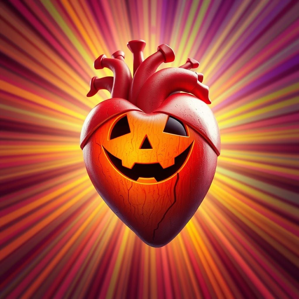 Whimsical Halloween Heart in Pixar Animation Style