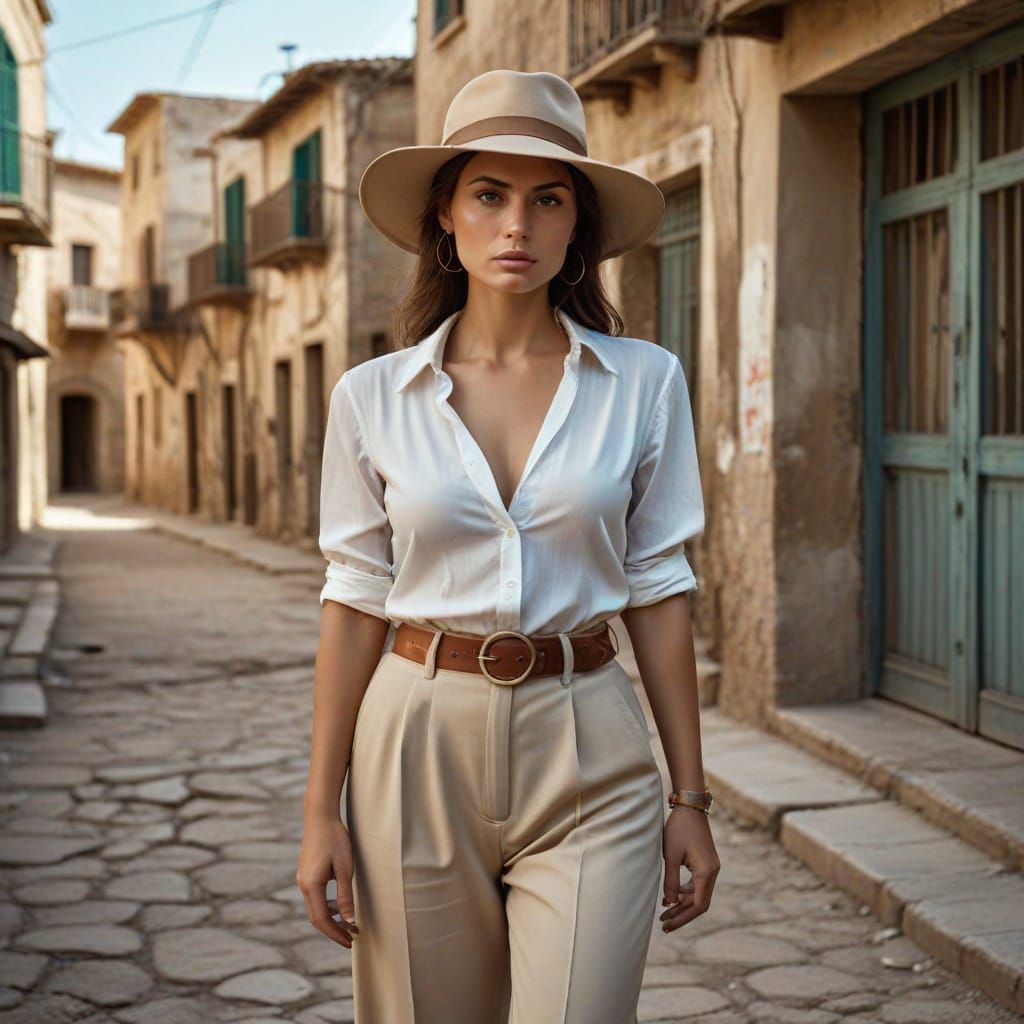 Lonely Woman in Fashion Clothes, Sergio Leone Style