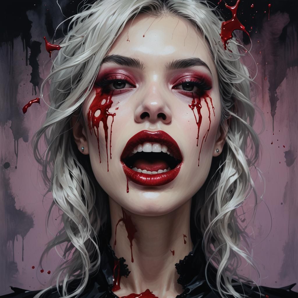 Edgy Surrealist Lipstick Vampire in Gothcore Style