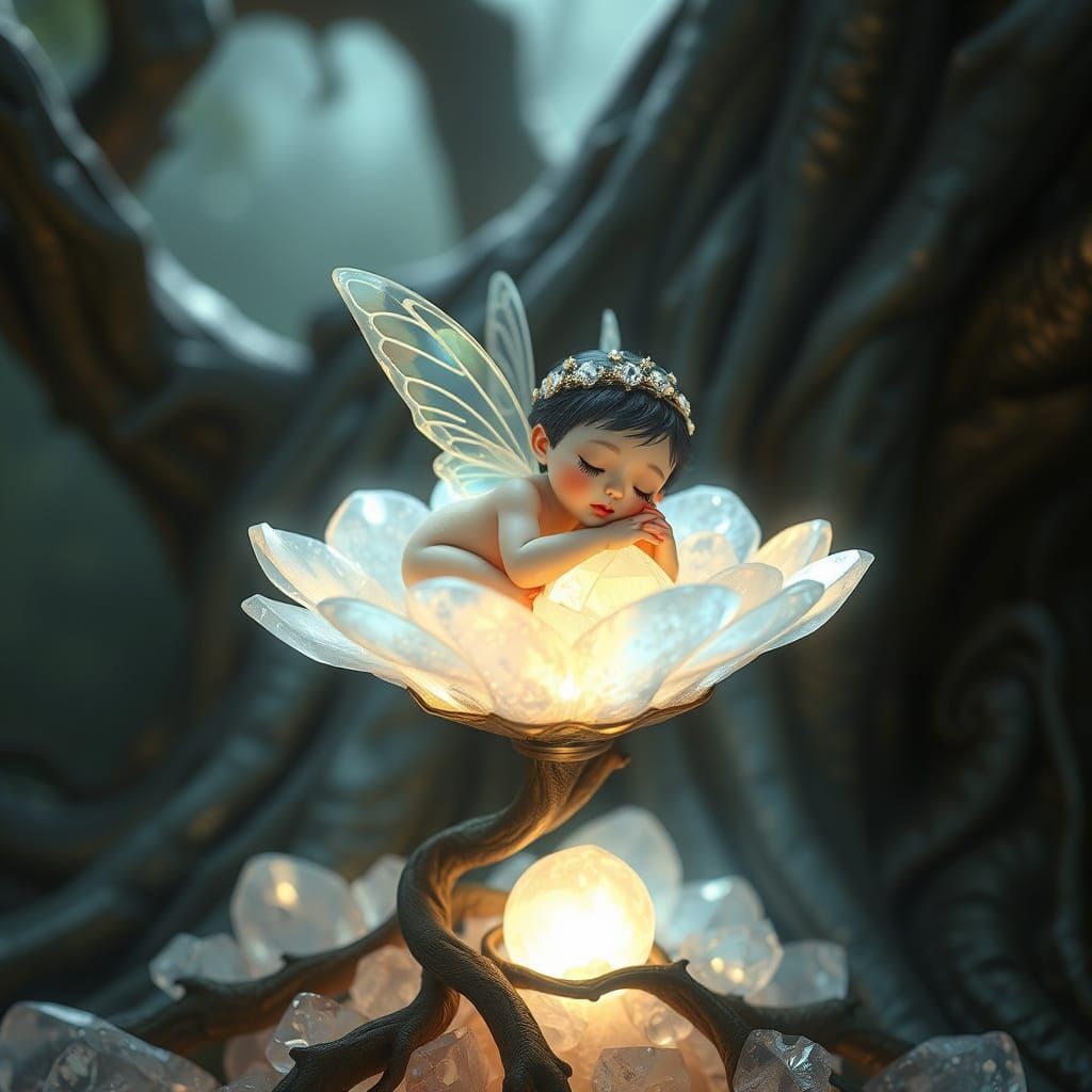 A sleeping tiny fairy