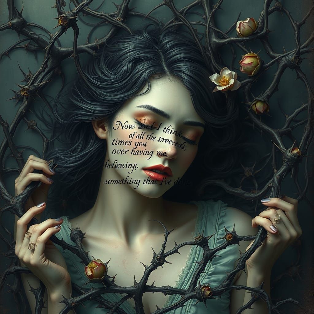 Heartache in a Dreamlike Landscape with Thorns and a Hauntin...