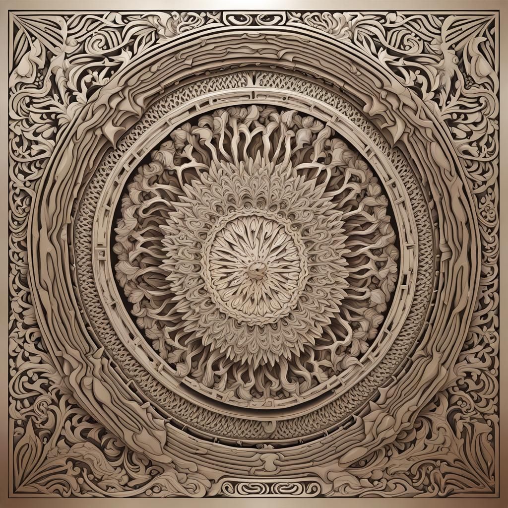 Art Deco Mandala Portal with Animals and Plants