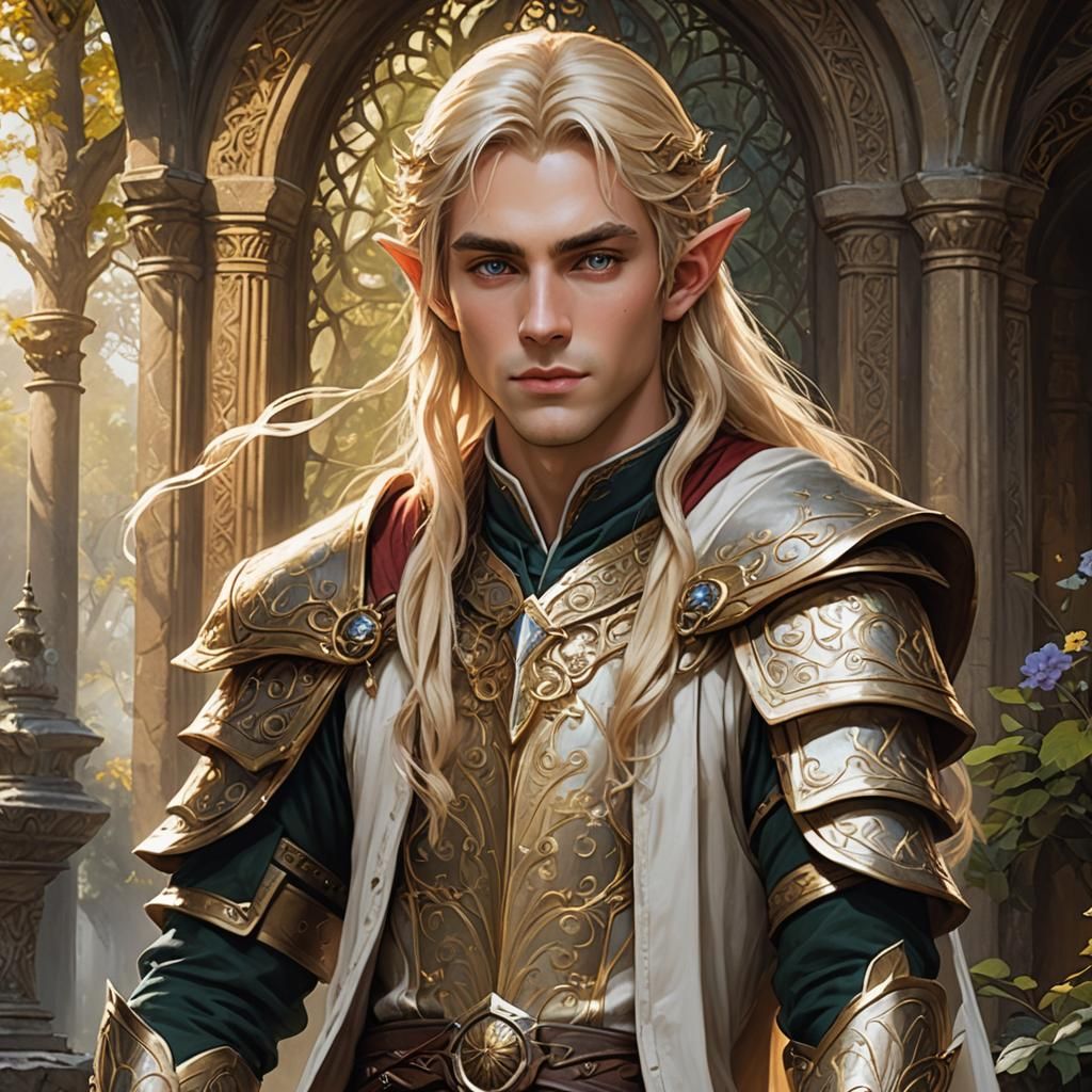 Ethereal Blond Elf Lord in Dramatic Pose