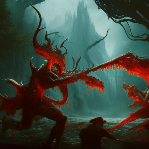 Fantastical Cannibal in Detailed Matte Painting