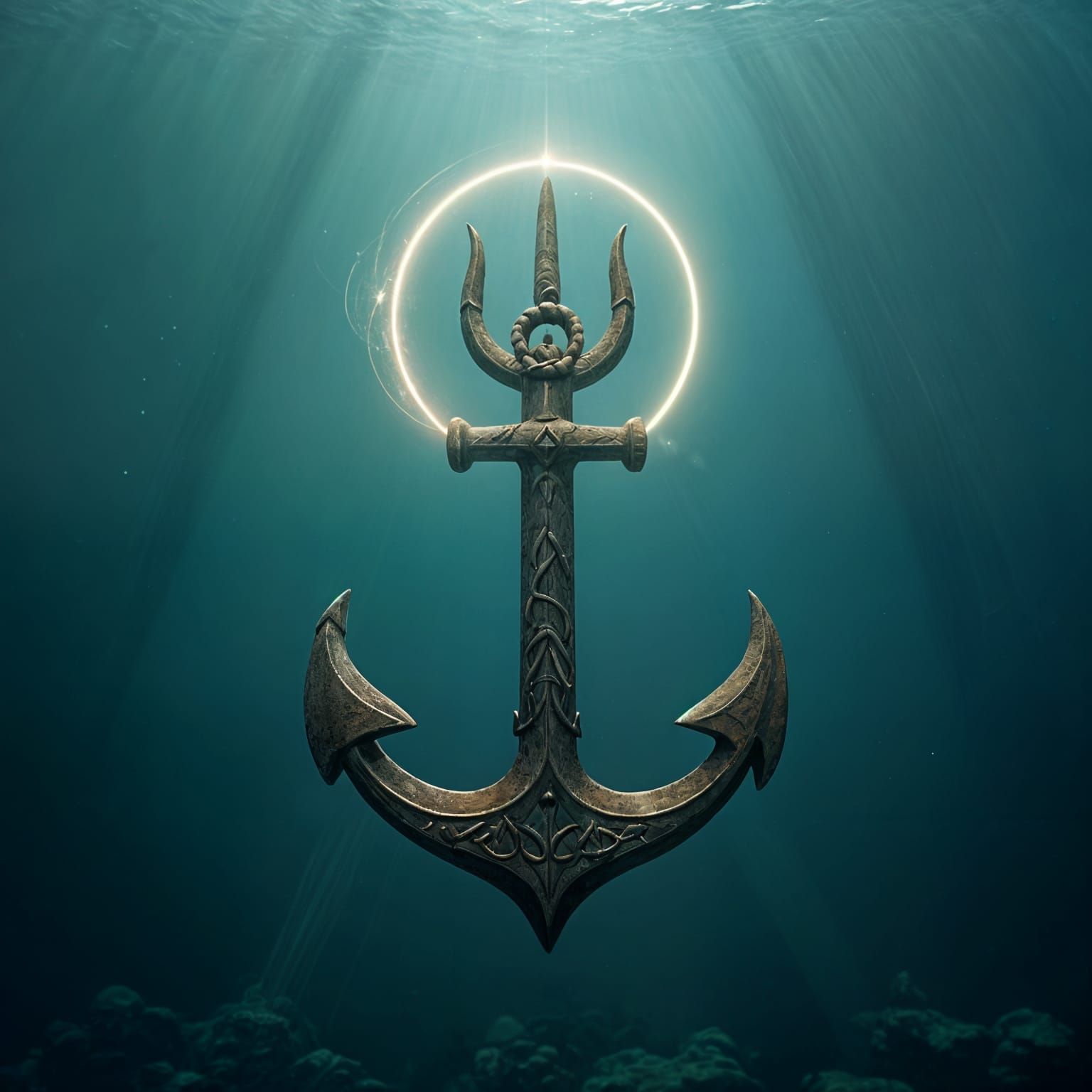 Anchor, Teal Ocean, and Infinity Circle Trident