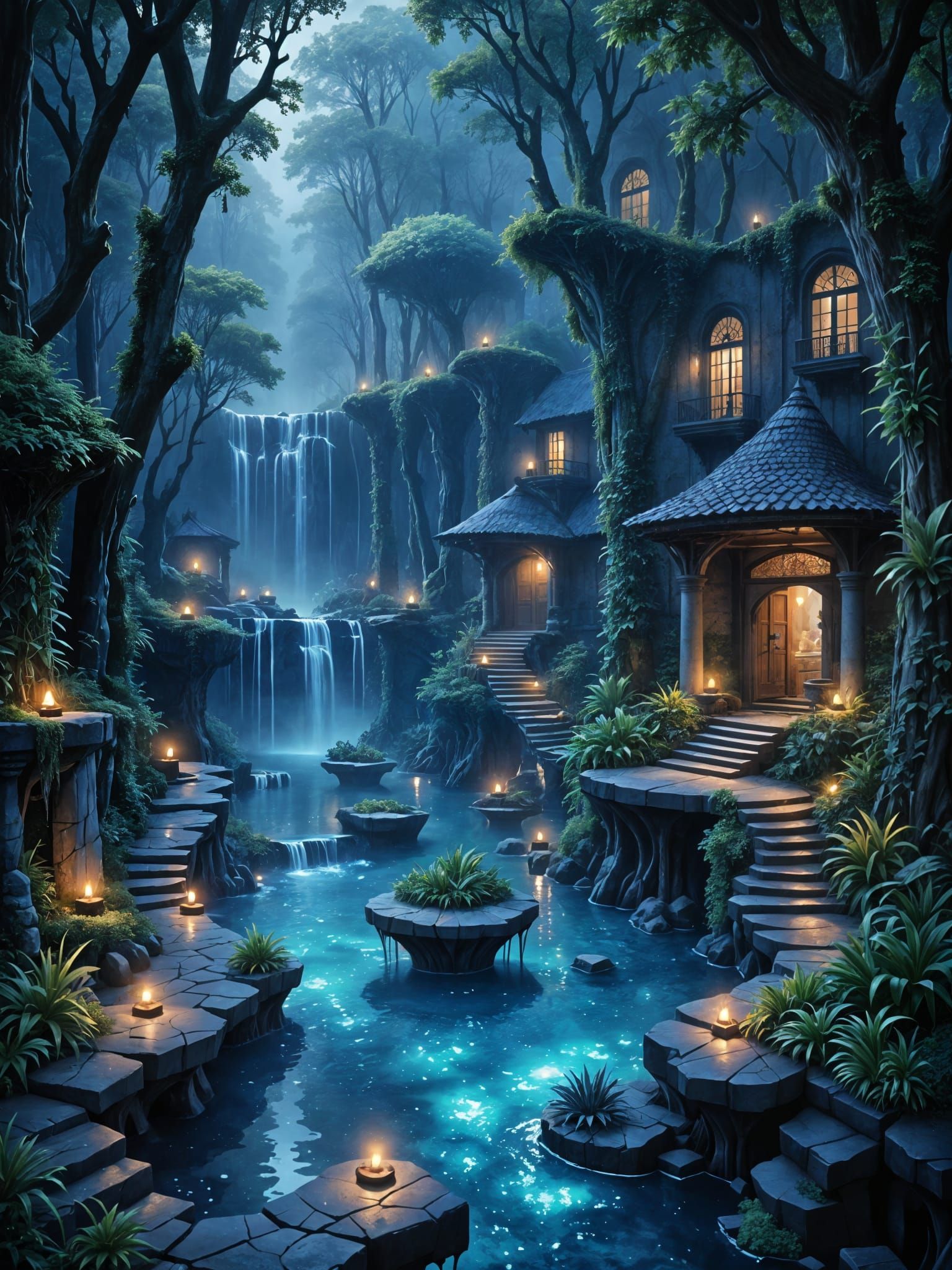 Ethereal Fantasy Glade with Bioluminescent Flora