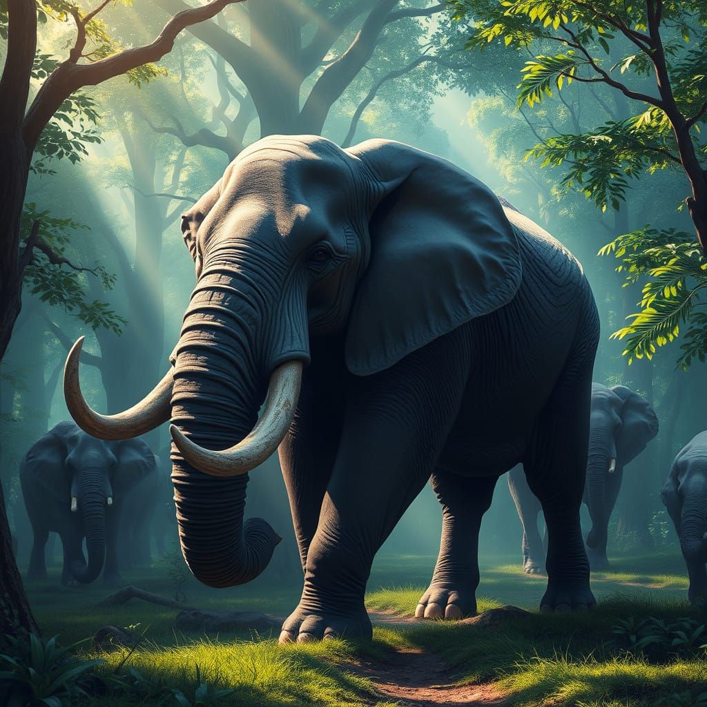 Majestic Elephant Herd Embarks on Forest Journey