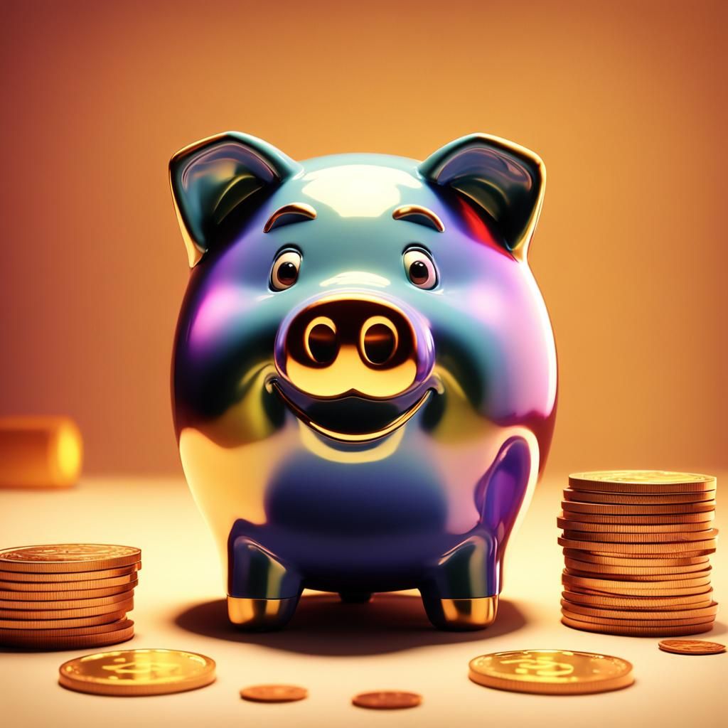 Vibrant Ceramic Piggy Bank in Whimsical Pixar Style