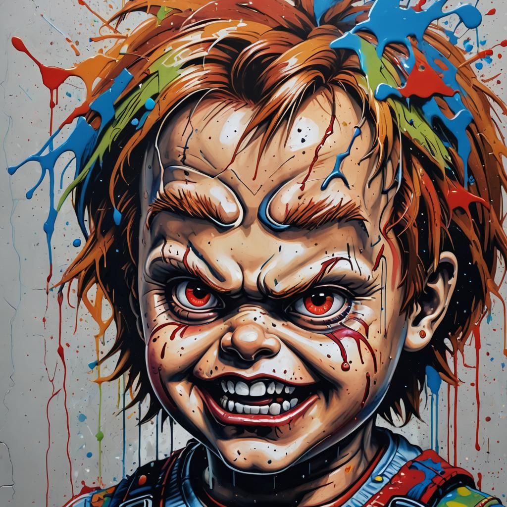 Chucky as Graffiti Street Art
