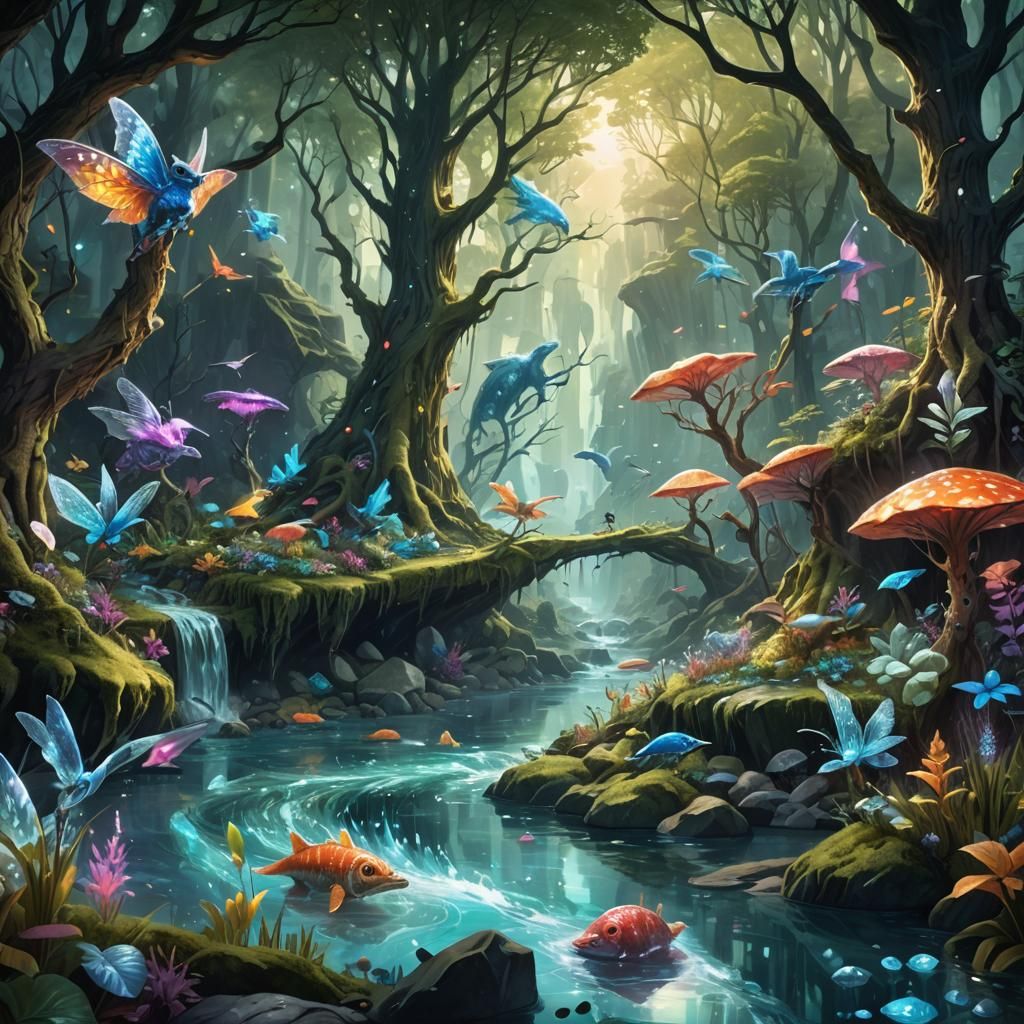 Diamond Forest: Vibrant Fantasy Concept Art