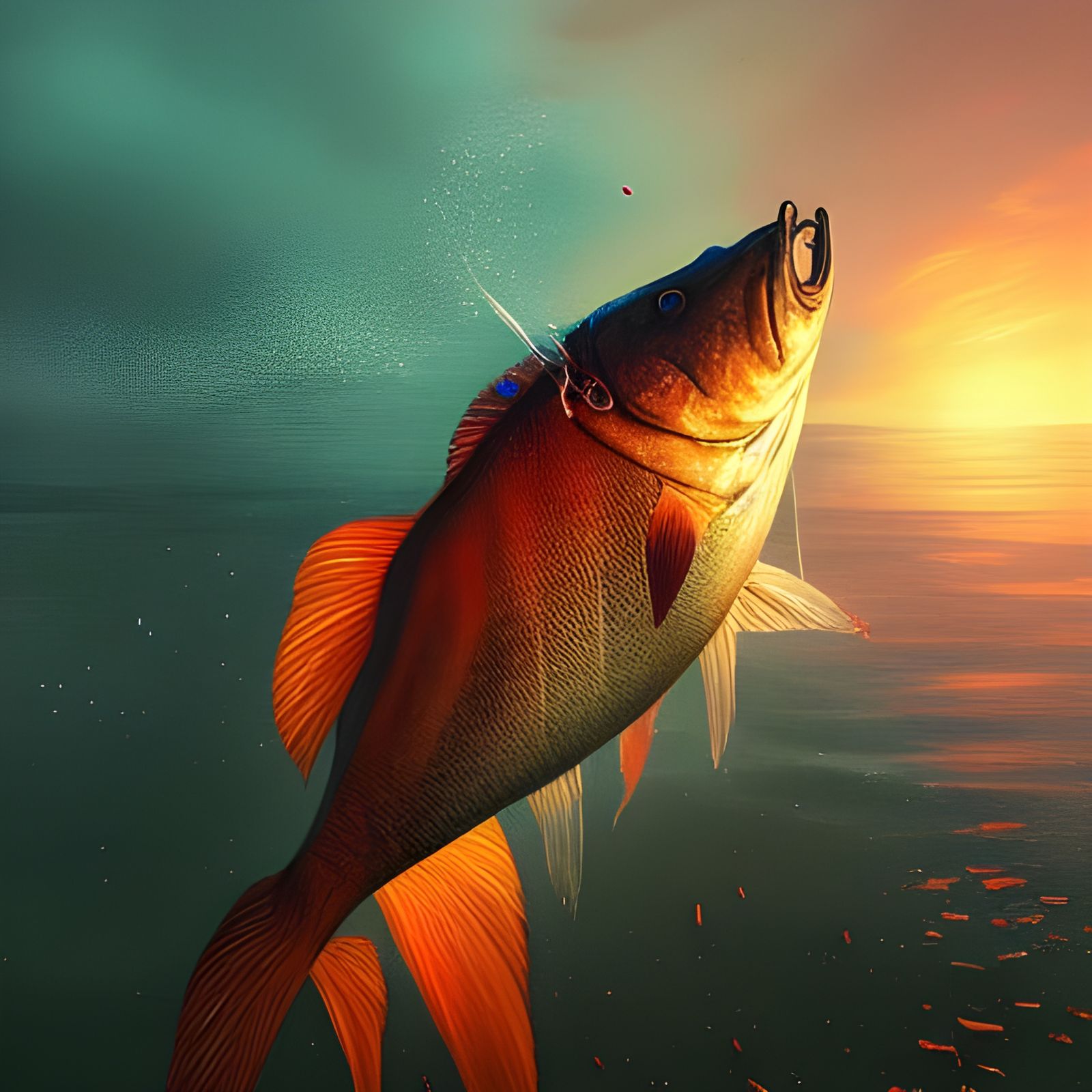 Sunset Fish: Hyperdetailed Fantasy Art
