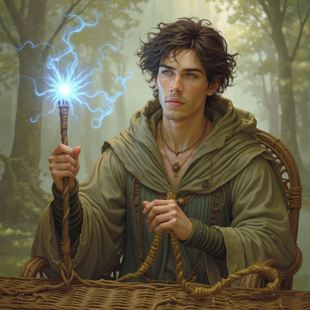 Fantasy Portrait of a Druid with Wicker Totem
