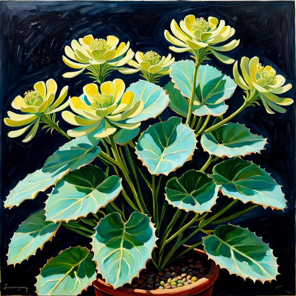 Euphorbia Cyathophor in Oil Painting Style