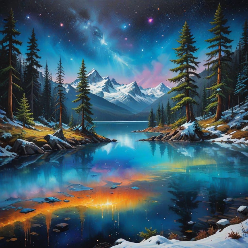 Mystical Garibaldi Ranges at Night, a Romantic Snowy Scene