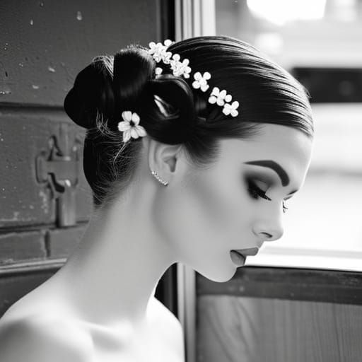 Sad Woman with Neon Makeup in London Cafe