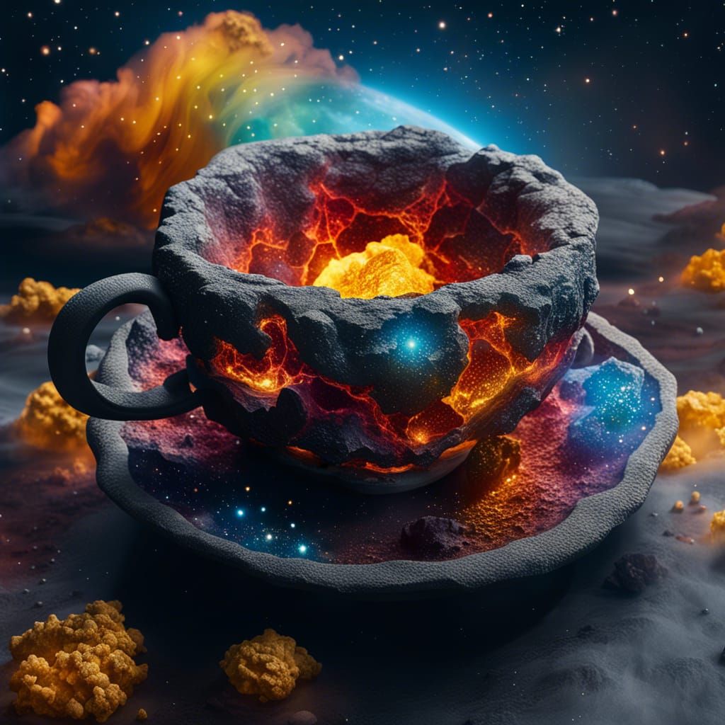 Nebula Teacup: Surreal Dreamscape in Photorealistic Style