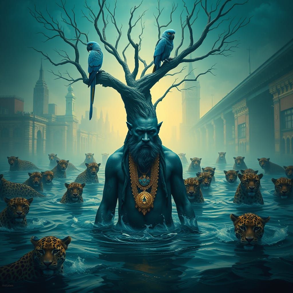 Blue Leopard Shaman in Flooded New York