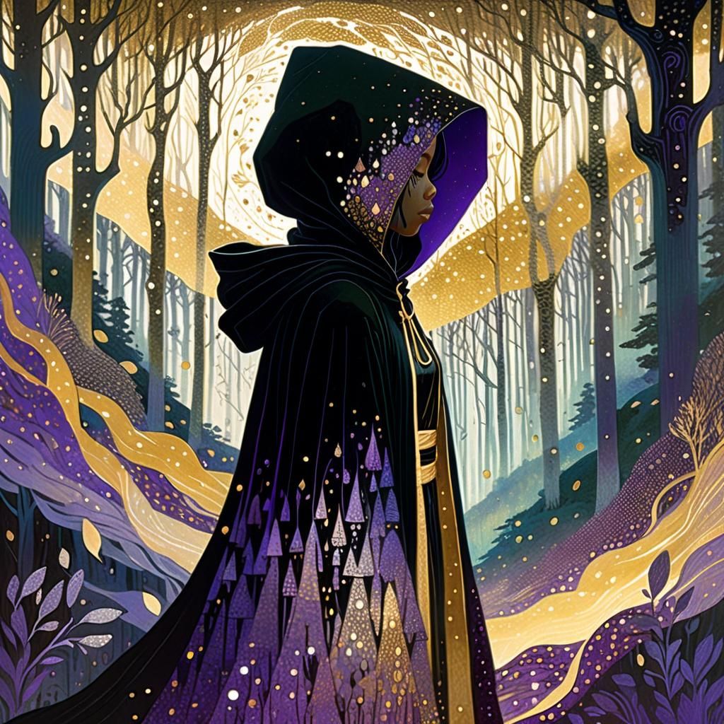 Priestess in a hooded robe