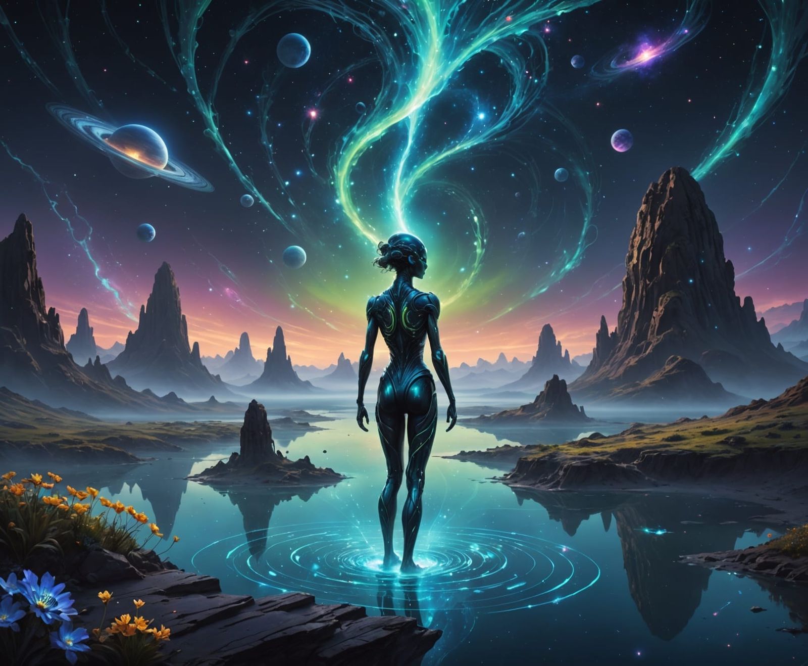 Ethereal Starlight Entity Descends on Alien World