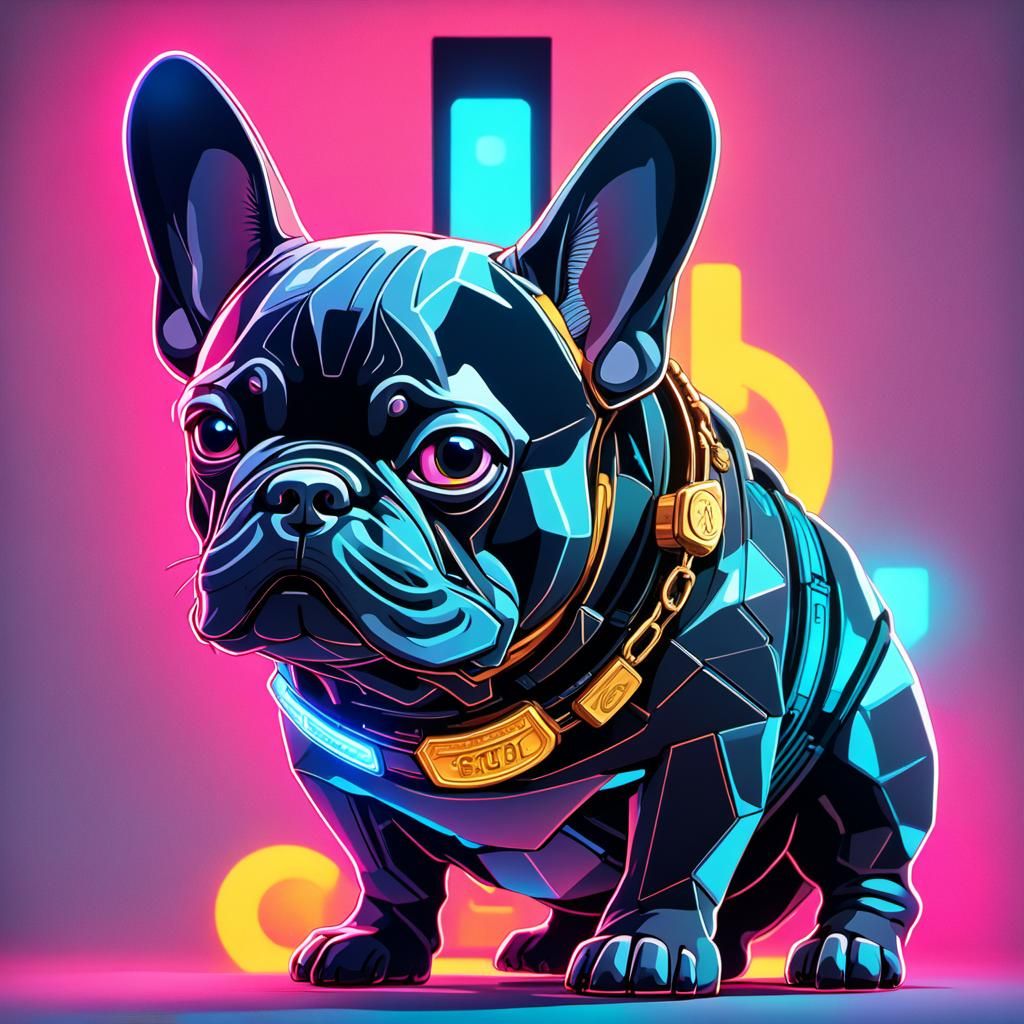 Cyberpunk Crypto French Bulldog God Portrait