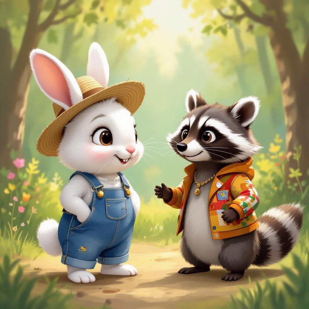 Confident Rabbit Declines Offer in Children's Book Illustrat...