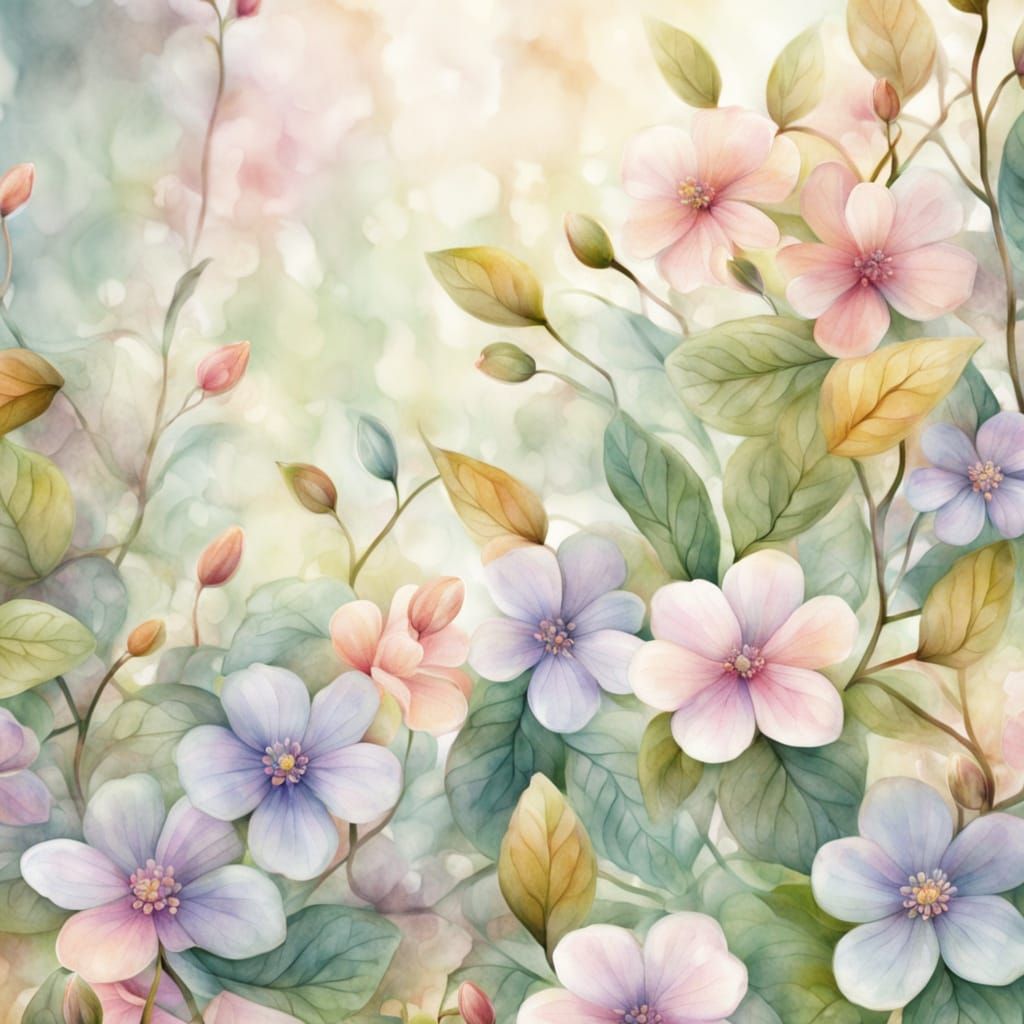 Delicate Flower Lattice in Watercolor Style
