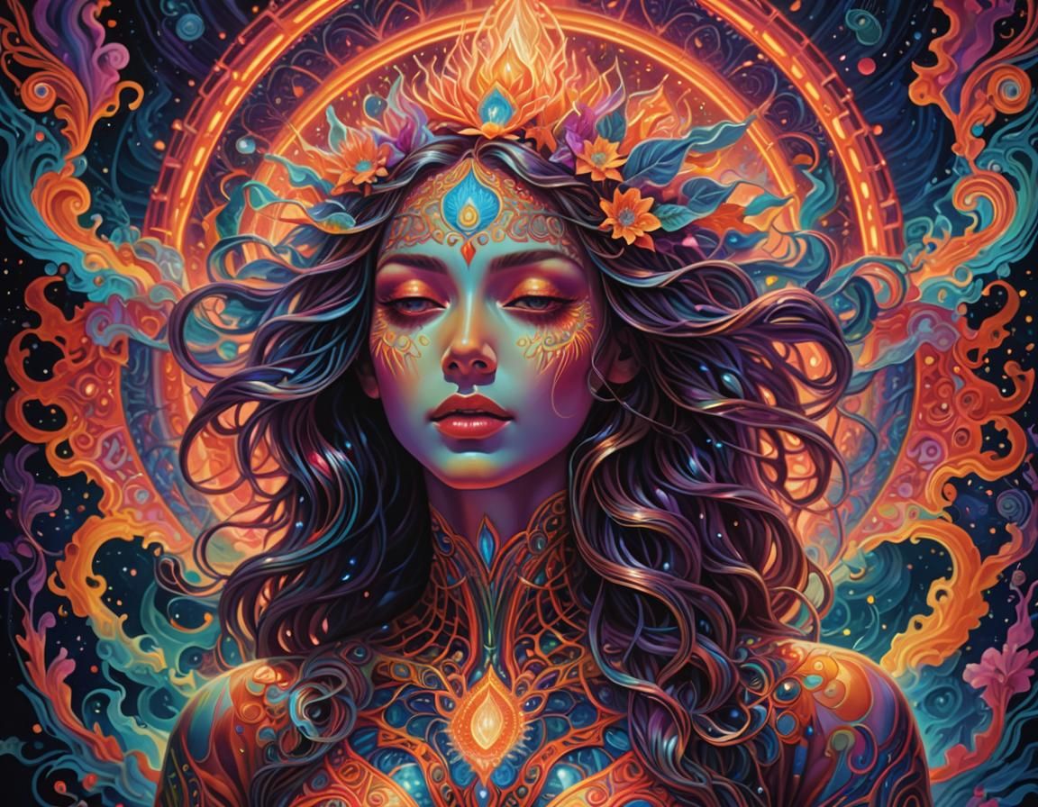 Trippy ethereal goddess